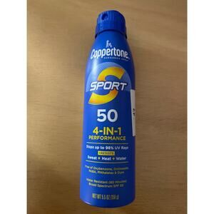 New Coppertone Sport 4-in-1 Performance Sunscreen SPF50 Resists Sweat Heat Water